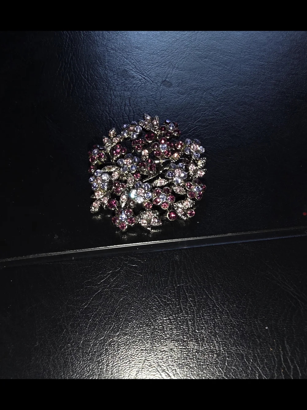 Floral Crystal Brooch in Purple, Pink and Silver